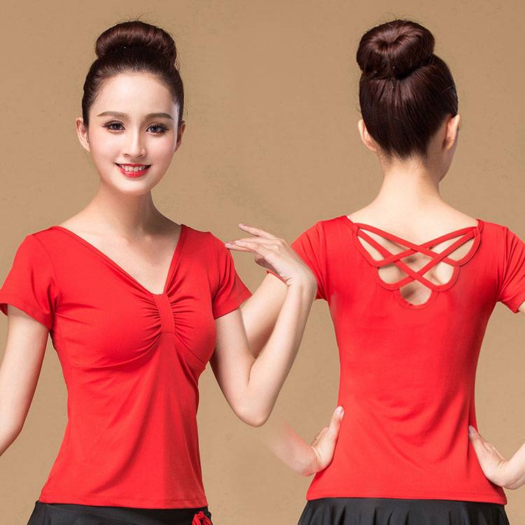 Liu Melading Dance Clothes Short -sleeved Sexy Hollow Back Dance Dance Practice Square Plaza Dance Female Adults