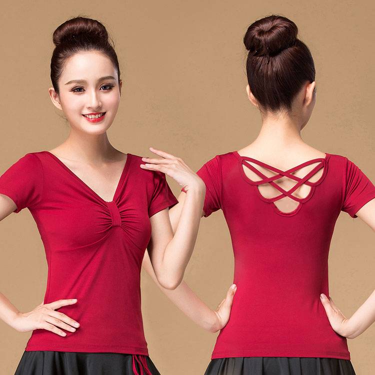 Liu Melading Dance Clothes Short -sleeved Sexy Hollow Back Dance Dance Practice Square Plaza Dance Female Adults