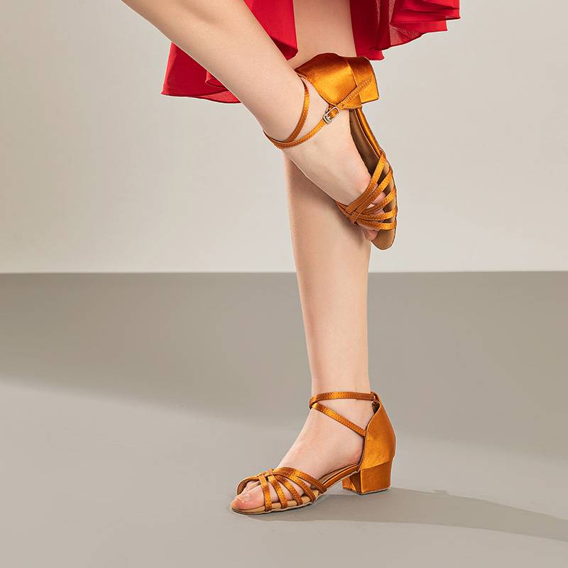 Sansha French Sands Children's Latin Dance Shoes Friendship Dance Lunbache satin low -heeled dance shoes