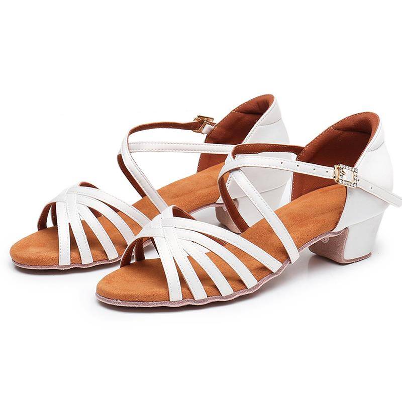 Latin dance shoes girl dance dance shoes professional competition summer soft base children mid low -heeled dance shoes children and women