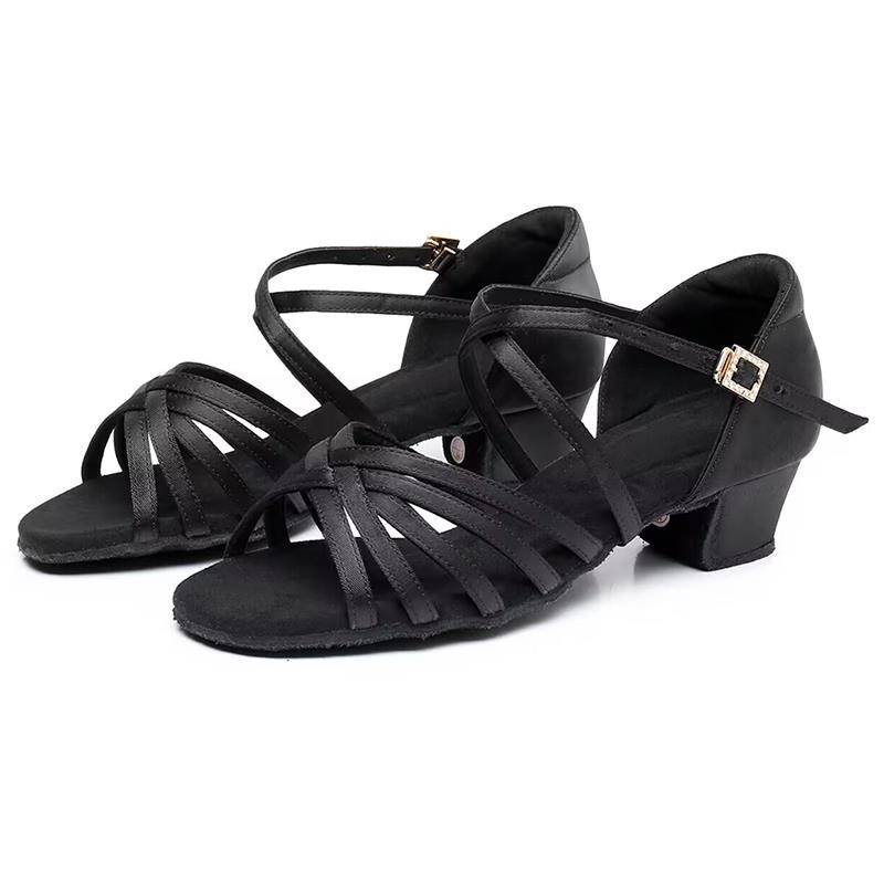 Latin dance shoes girl dance dance shoes professional competition summer soft base children mid low -heeled dance shoes children and women
