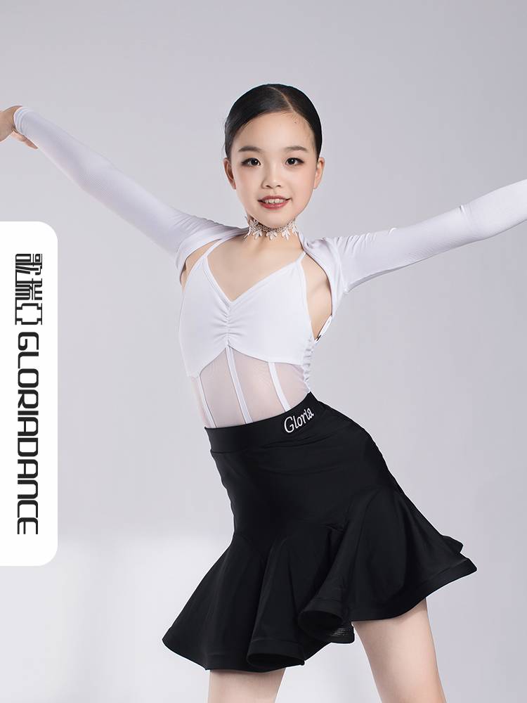 Goia Latin dance jacket girl cardigan long -sleeved small horn on the top of the top new children's autumn and winter girl