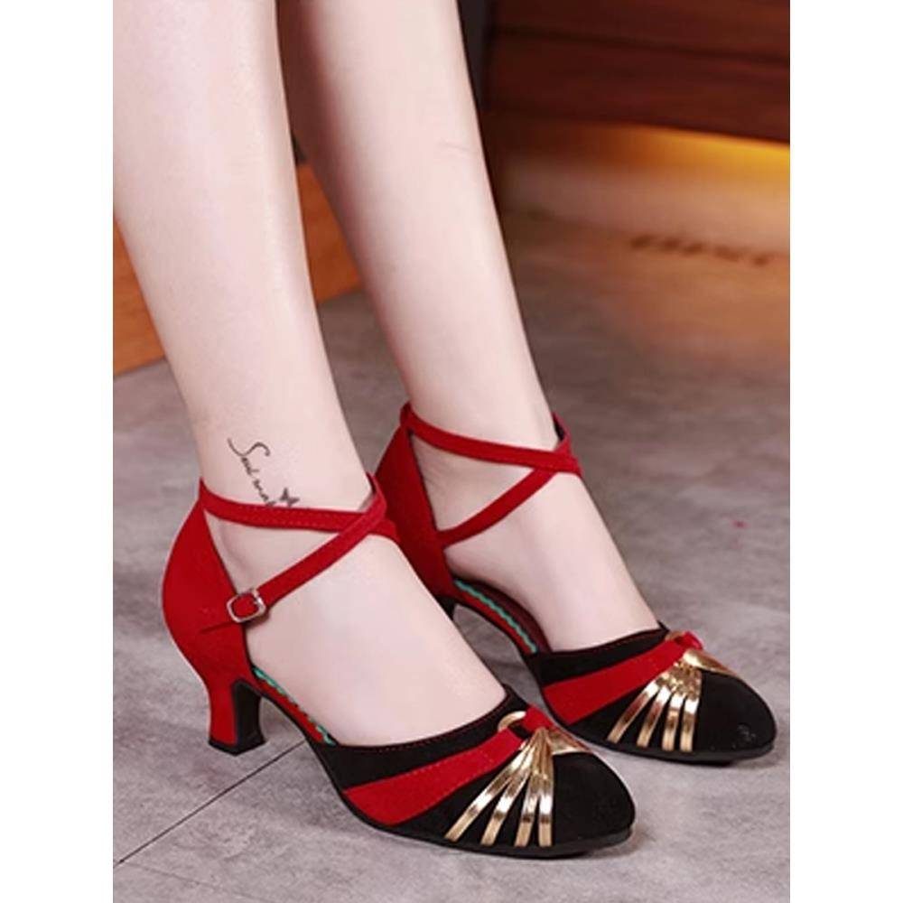 Sandals Professional Latin Dance Shoes Female Summer Wear Plaza Dance Shoes Soft Waves Adult Lean to National Standards Friendship Dance Shoes