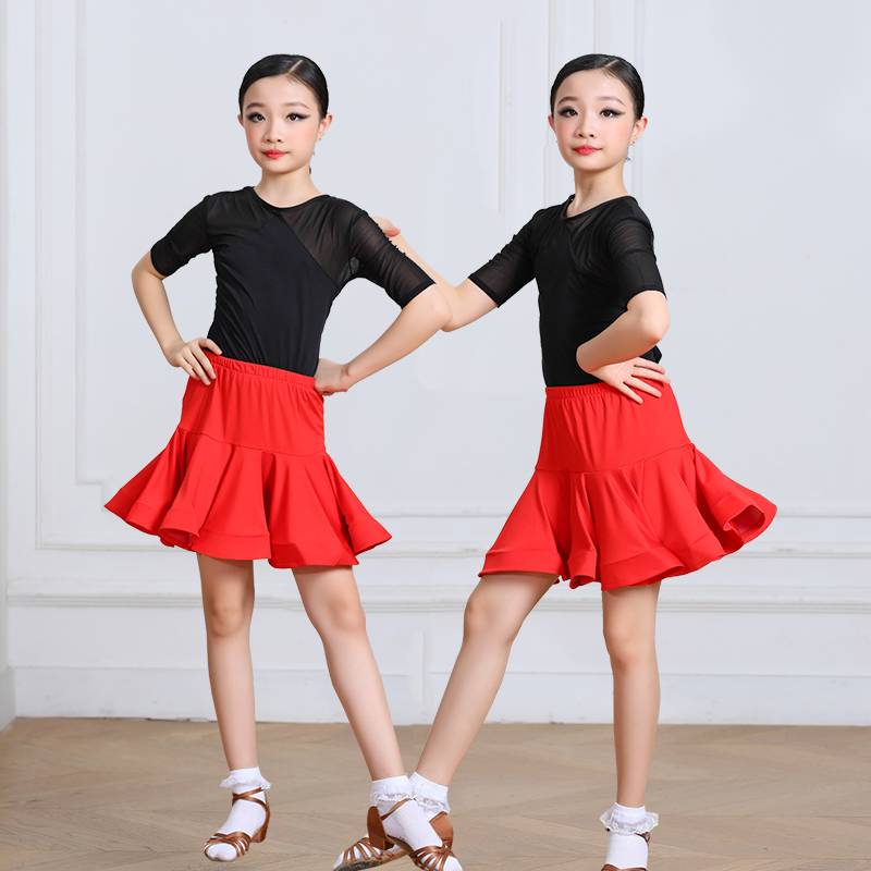 Children's Latin Dance Performance Clothing Female Halway Skirt Moder Jacket New Practice Service Children's Professional Competition