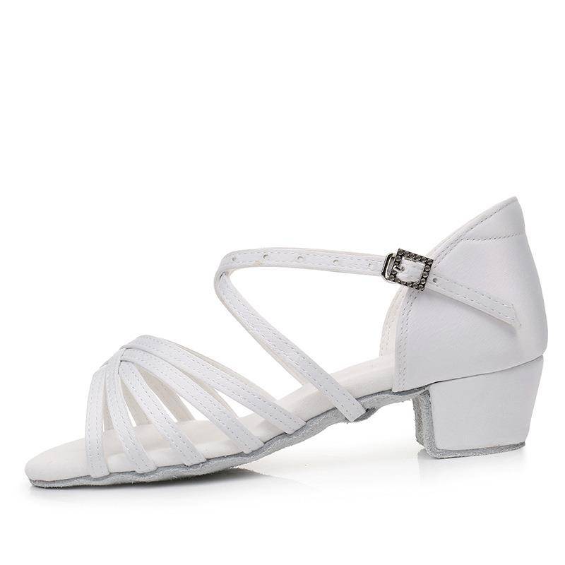 S5 pure white Latin dance shoes girls children and girls in the soft bottom of dance shoes competition test rating small white shoes professional dance