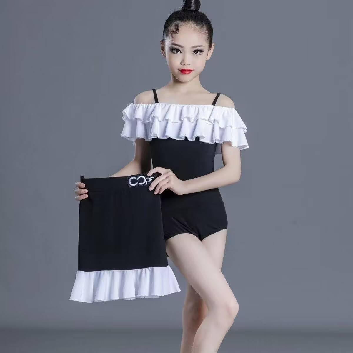 Summer Internet celebrity Latin dance service high -level sensory suit girl practice service 2024 new suspender fairy black black skirt
