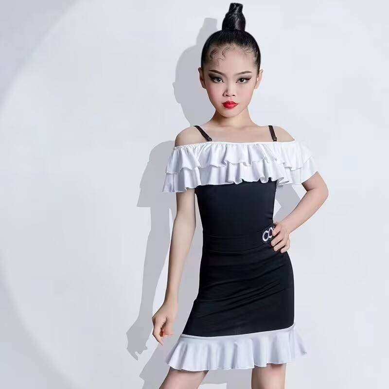 Summer Internet celebrity Latin dance service high -level sensory suit girl practice service 2024 new suspender fairy black black skirt