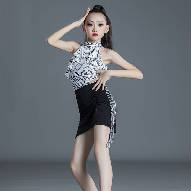 Young children Latin dance practice service 2024 new performance competition professional dance dress skirt girl training network red
