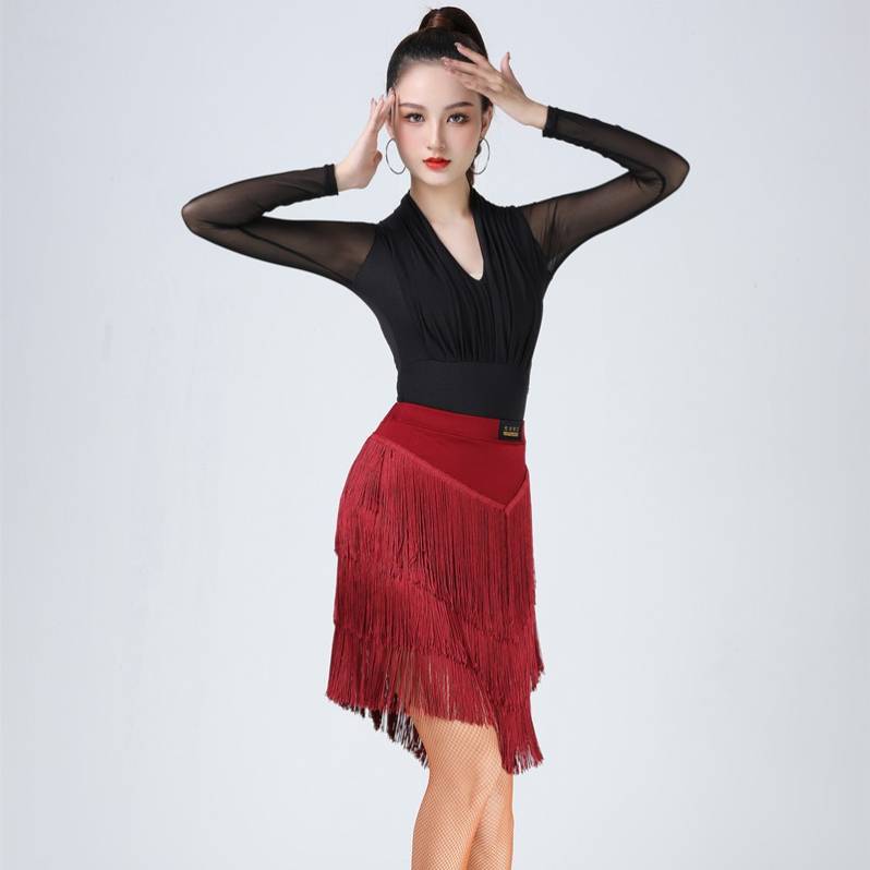 Latin Dance Service Advanced Sensors 2023 New Fortunately 14 -year -old competition Flower clothing adult female practice adult net red