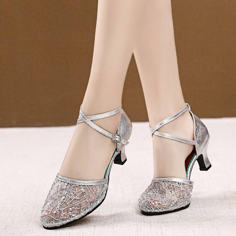 New summer Latin dance shoes ladies P adult soft bottom gauze fashion outside dance sandals dance dance