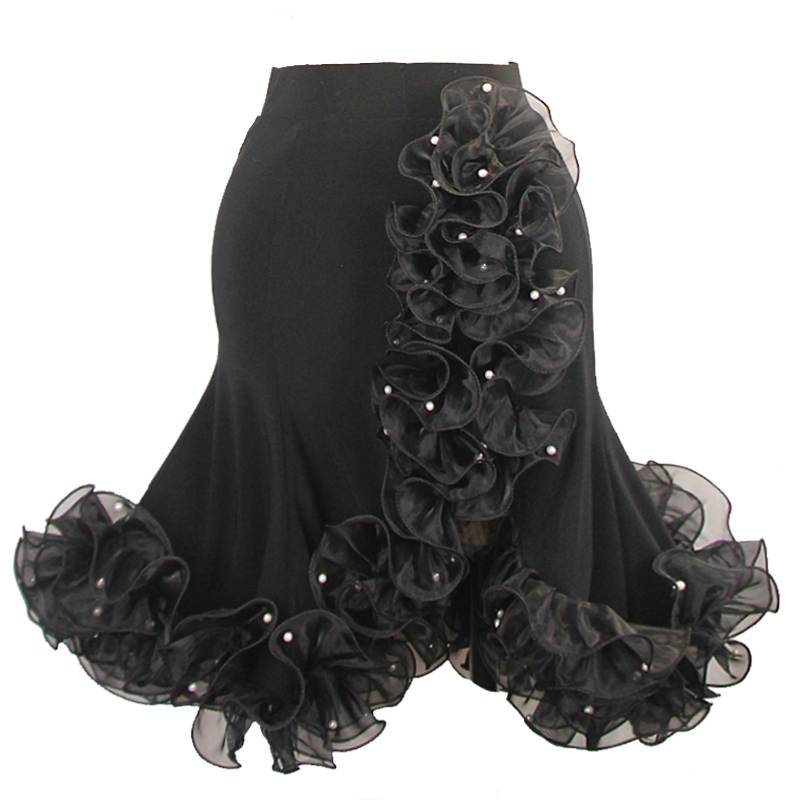 Pearl three -dimensional lace dance performance skirt training service training suit, split dance dance skirt l536