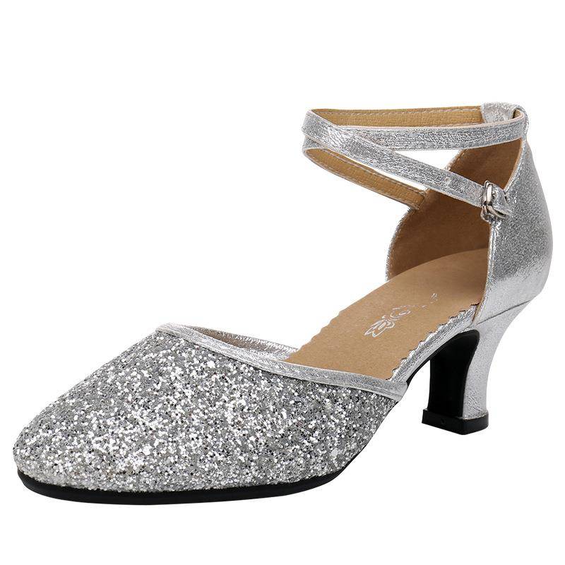 New Dance Shoes Female Dance Shoes Square Dance Shoes Latin Dance Shoes Mid -heels Bald Dance Shoes Flee Soft Sole Manufacturer