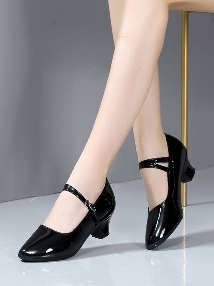 New Women's Latin Dance Shoes Soft Sole Mid -heels Dance Shoes Xinjiang Wearing Silver Leather Plaza Dance shoes