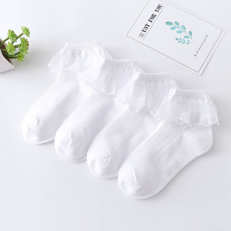 Children's Latin stipulates dance socks white lace lace dancing competition socks performance test -grade dance socks net socks