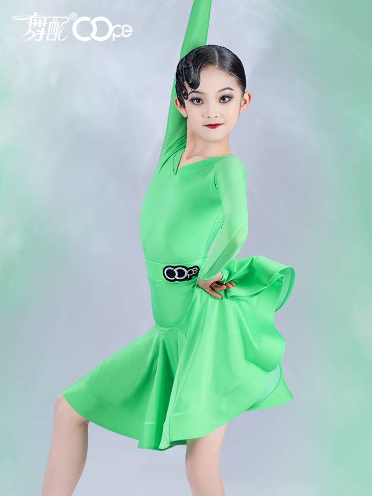 Spring new OOPE dance with long -sleeved children Latin dance high -level sense competition test stipulates the set of women