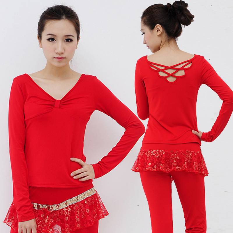 Long-sleeved Latin dress, spring and fall square dance dress, dance dress, dance dress for adult trainer