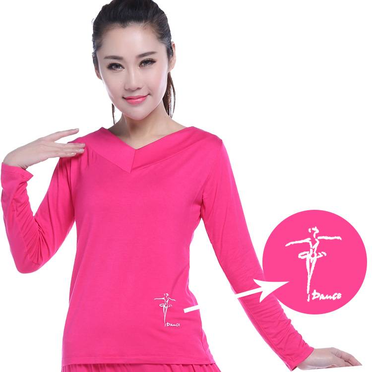 Gonghui 2023 Plaza Dance Clothing Short Sleeve Top Middle -Elderly V -neck Model Dance Latin Dance Female Adult