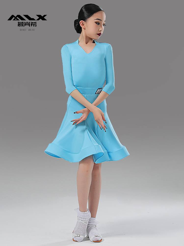 Mu Lanxi 2024 Children's New Latin Dance Competition Clothing Girl Dance Examination Standard Regulations for Performance Services