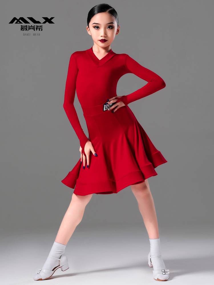 Mu Lanxi 2024 Children's New Latin Dance Competition Clothing Girl Dance Examination Standard Regulations for Performance Services