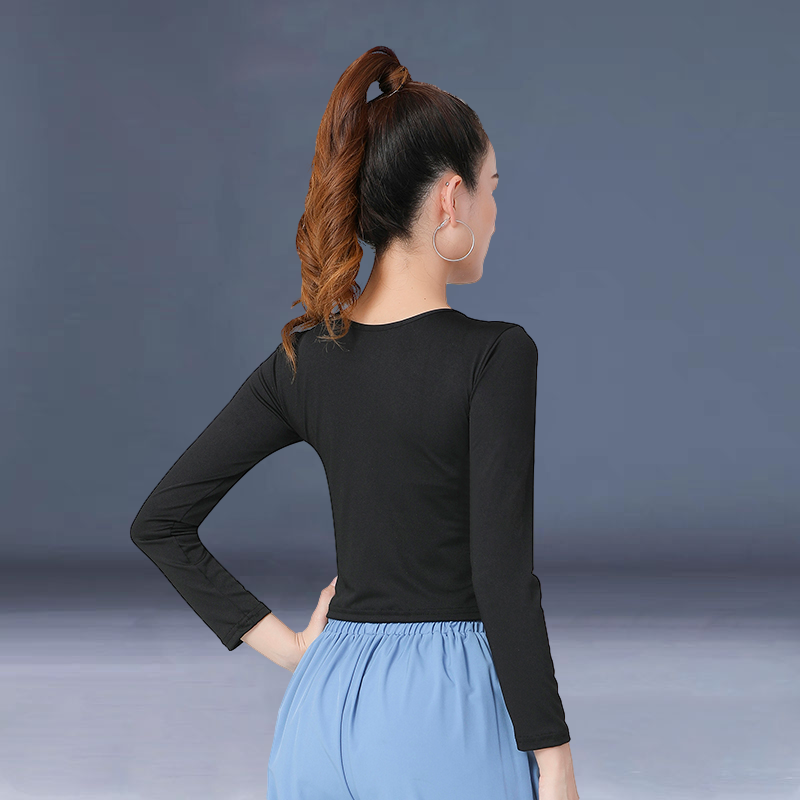 Latin dance service 2023 new long -sleeved dance clothing top female modern dance clothing net red just practiced clothes