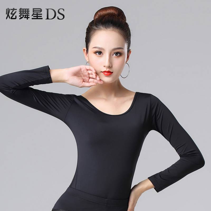 Latin dance top new ice silk Latin dance clothing female adult dance clothing practice clothes versatile T -shirt summer