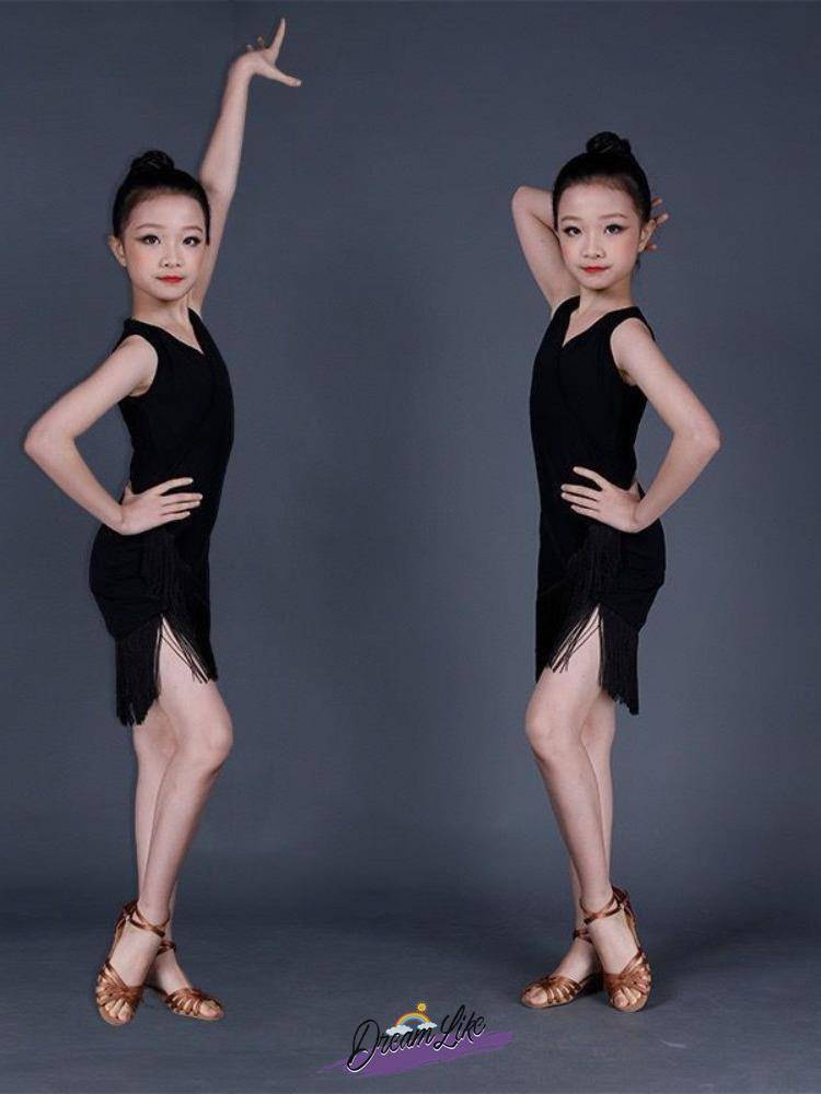 2024 new summer Latin dance clothing practice clothing young children's Liu Su dance skirt stipulates girl conjoined dance skirt