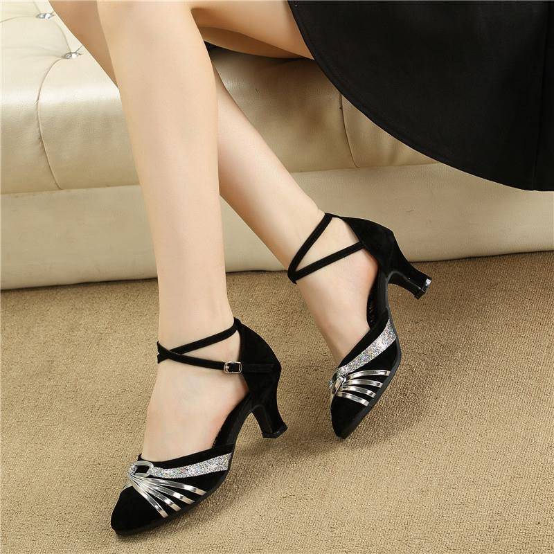 New dancing shoes female square dance shoes female soft bottom Latin dance shoes adult dance shoes mid -high heels dance female shoes