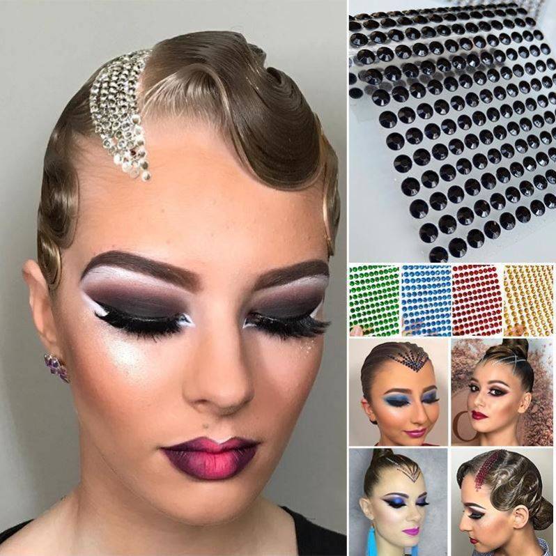 Latin dance head jewelry hairstyle diamonds and hair styling bright diamond Motor dance competition performed self -stick drill sticker hair accessories