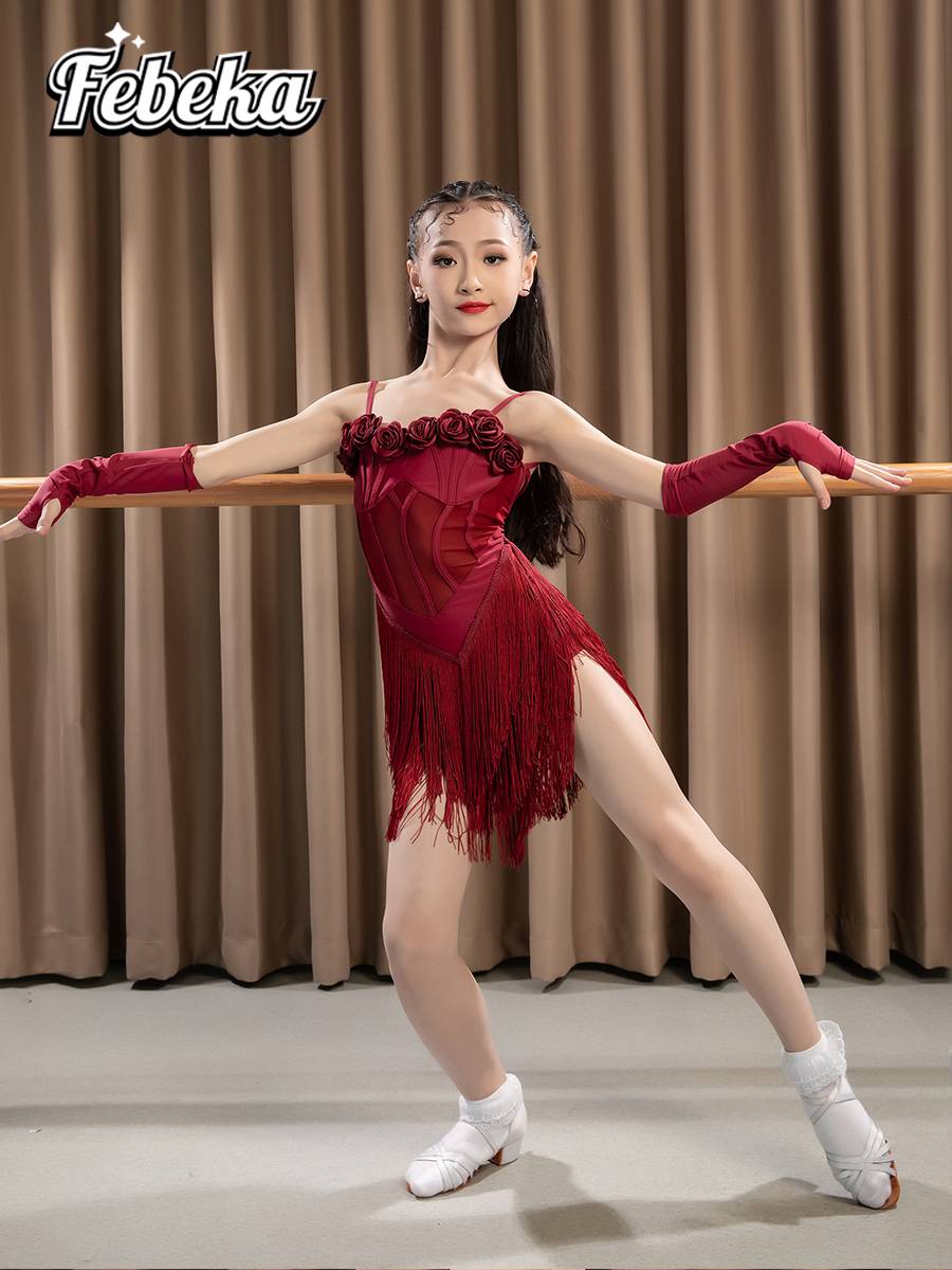 Phoebe 2024 summer new Latin dance dress for young children, high-end girls