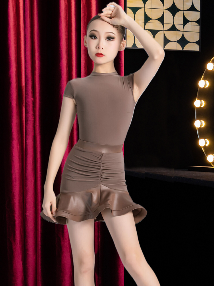 Children's Latin Dance Clothing New Girls Children's Children's Dance Practice Series Examination Competition Performance Professional Latin Dance Skirt