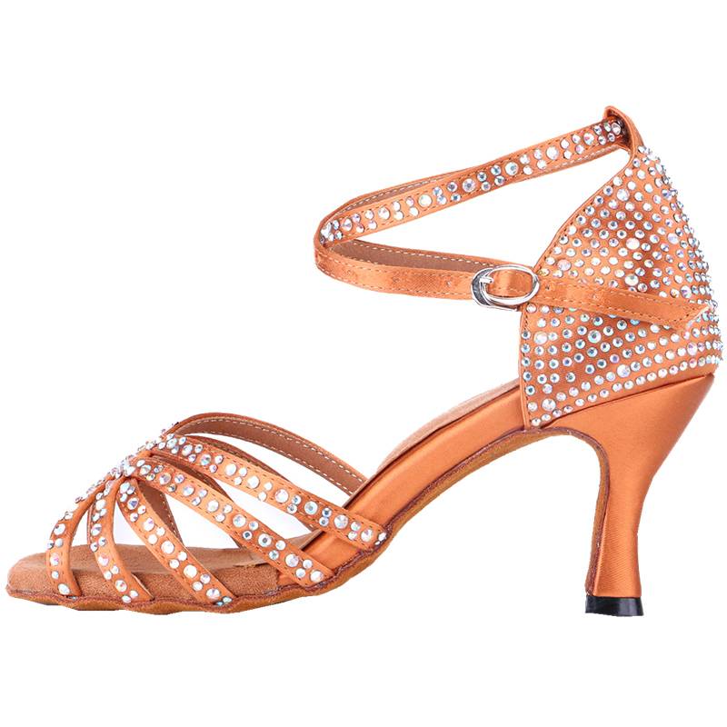 Professional Latin Dance Shoes Adult Malphy Dance Women with Drilling Mid -heels Dance Shoes Soft Square Plaza Dance Dance Shoes Summer