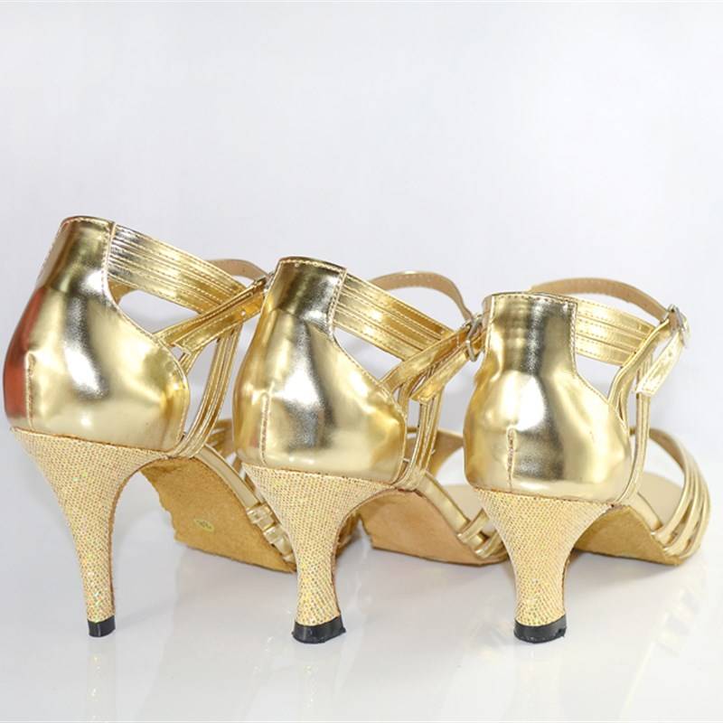 New Golden Latin Dance Shoes Sandals Women's Adult Mid -High -Hee National Standard Plaza Platform Dance Shoes Soft Waves Summer Summer Summer