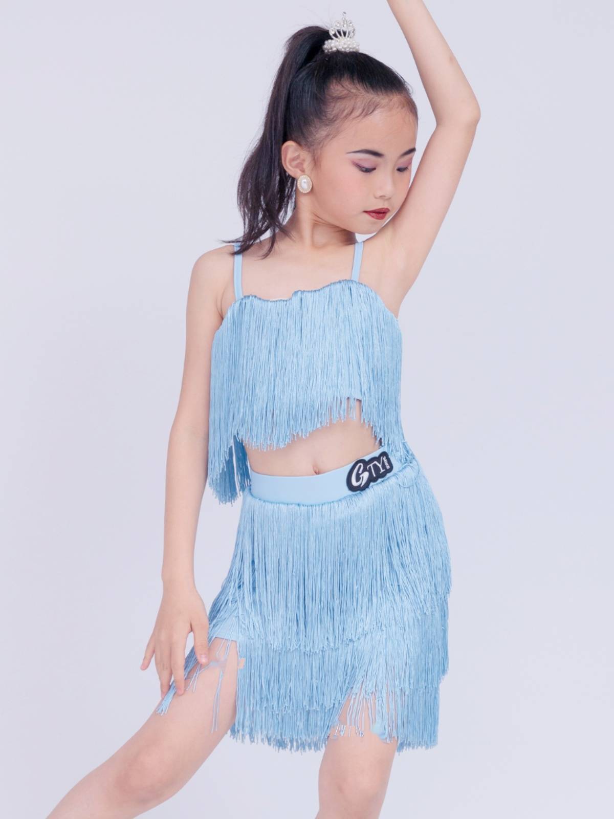 GTY Latin dance service high -level sense 2024 new summer girl suspender stream Su practical performance suit split