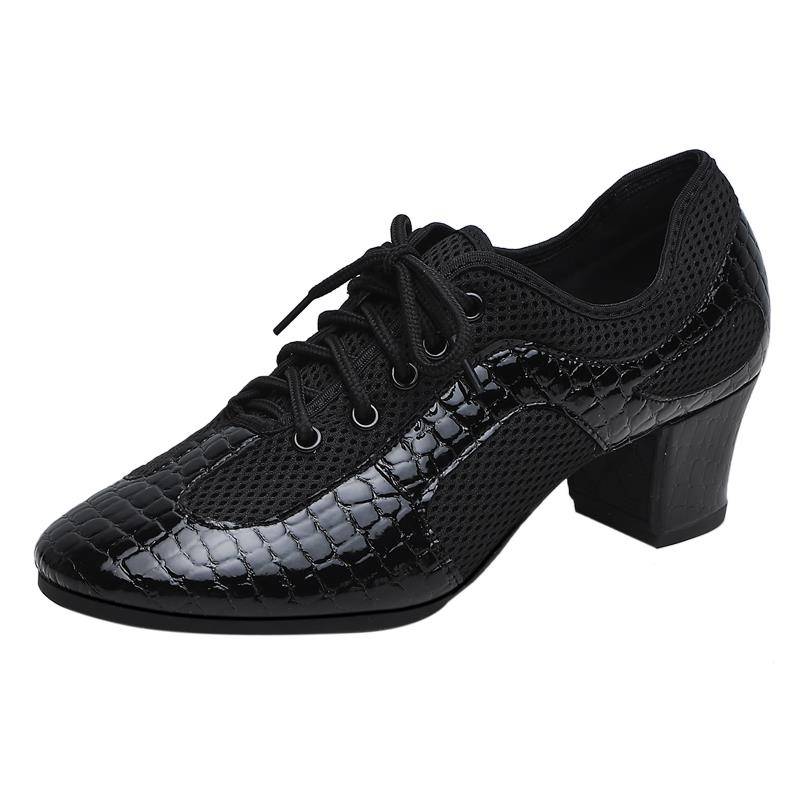 Spring and summer of 2024 new stone pattern mesh Latin dance shoes super fibrous skin soft glue base dance shoes