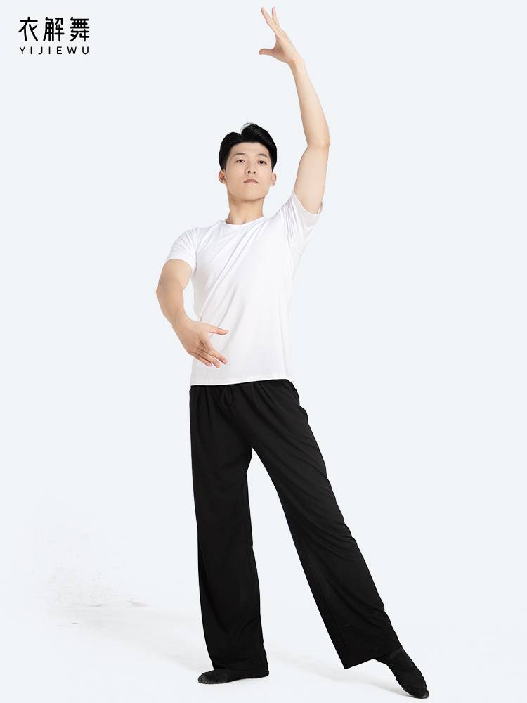 Modern dance clothing and dance practice uniform top Modal short -sleeved adult Latin classic male student teacher