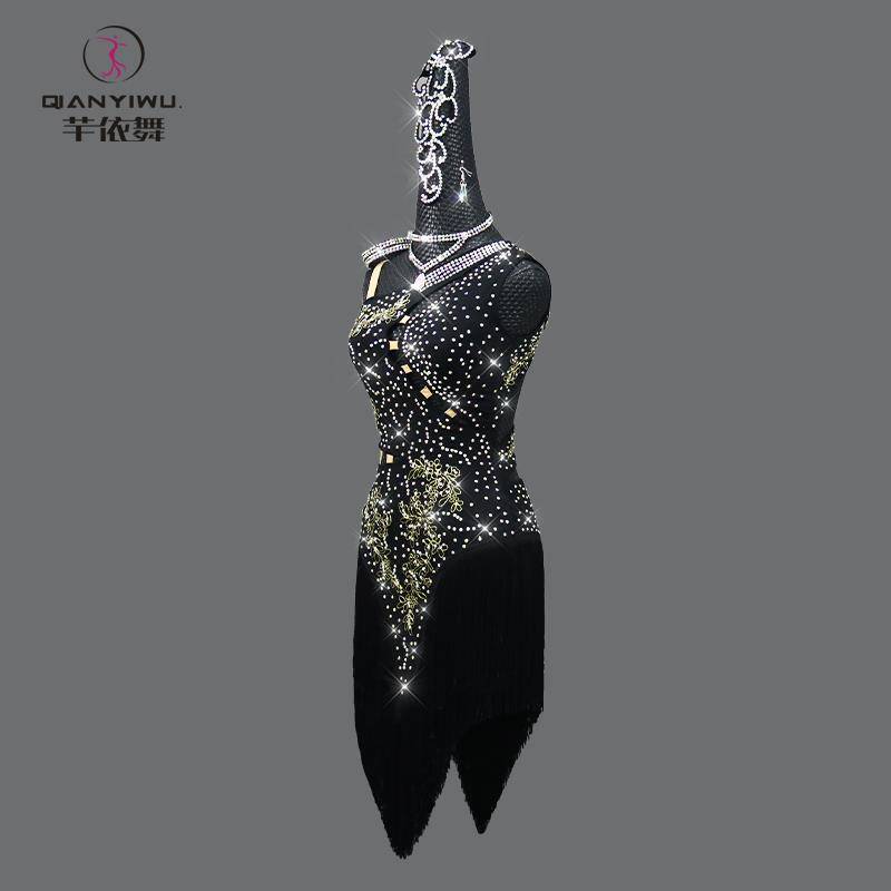 2024 new 20 skirt 24 new Latin dance competition clothing Pakatana female stream jacket professional black art test flower Su Su