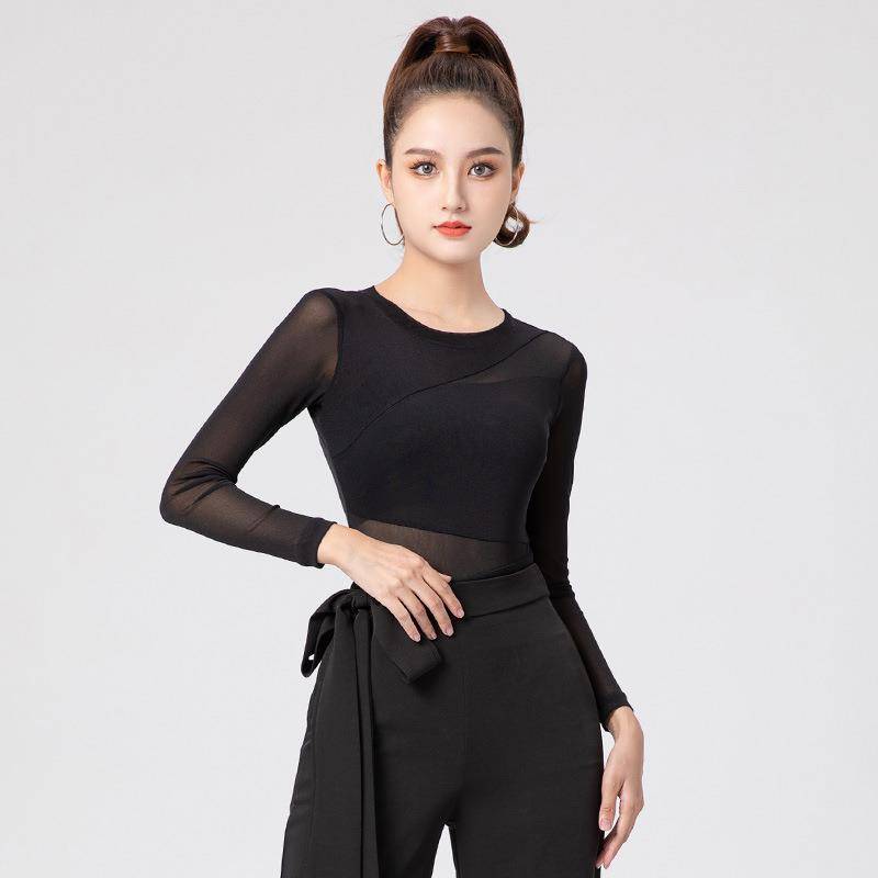 Dance practice uniform Top female shape dancing clothing long -sleeved long -sleeved Latin classical Chinese dance training autumn