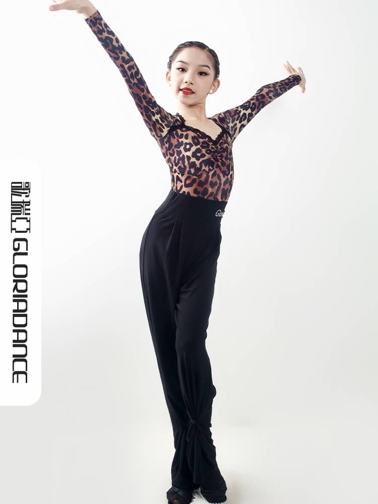 Goliya Latin Dance Girls and Children's Children's New high -waisted slim Latin practice training uniforms
