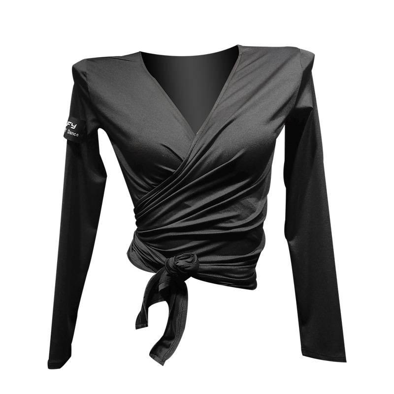 See the Fan Yu dance top long -sleeved Latin lace short upper female Latin wild exercise suit T031
