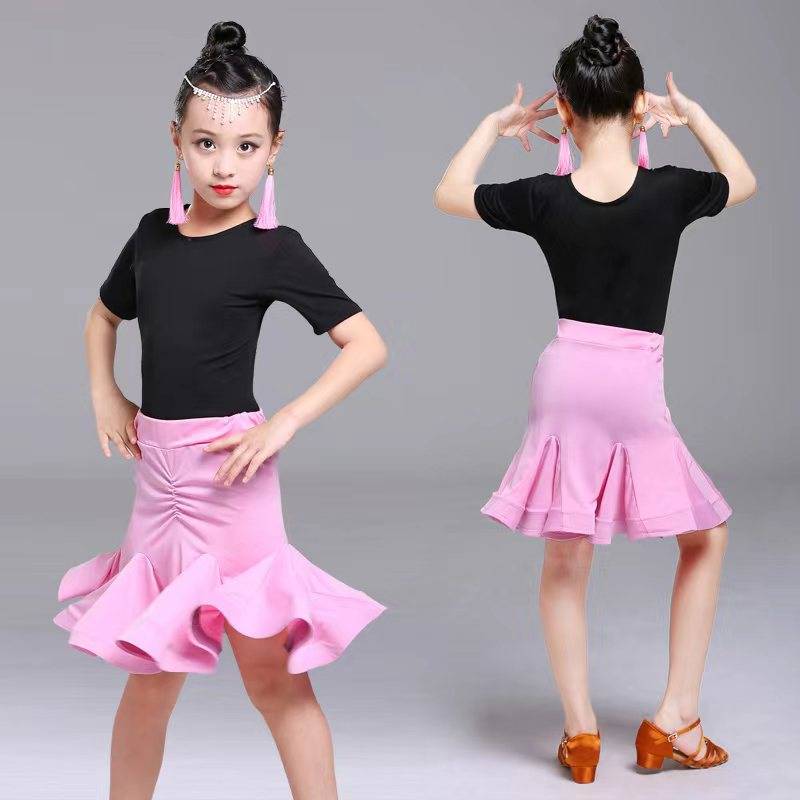 Children's Latin dance skirt girl practice service performance children's spring and summer Latin dance clothing performance dance clothes