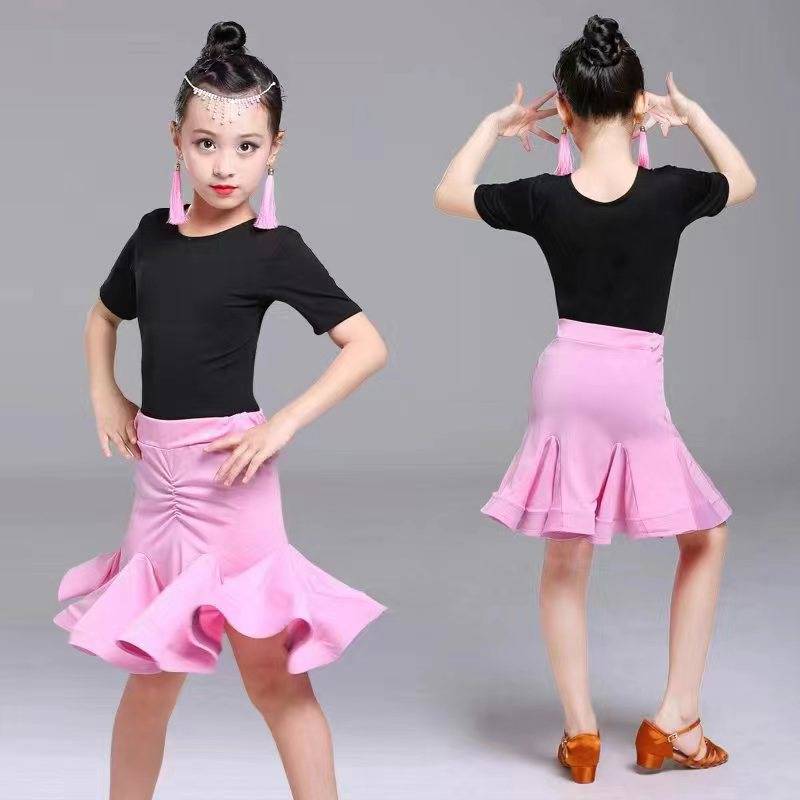 Children's Latin dance skirt girl practice service performance children's spring and summer Latin dance clothing performance dance clothes