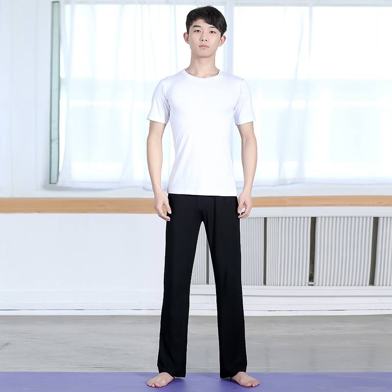 Dance service practice service men's loose student -shaped physical clothing modern dance Lalading dance wide -legged straight -legged Modal set
