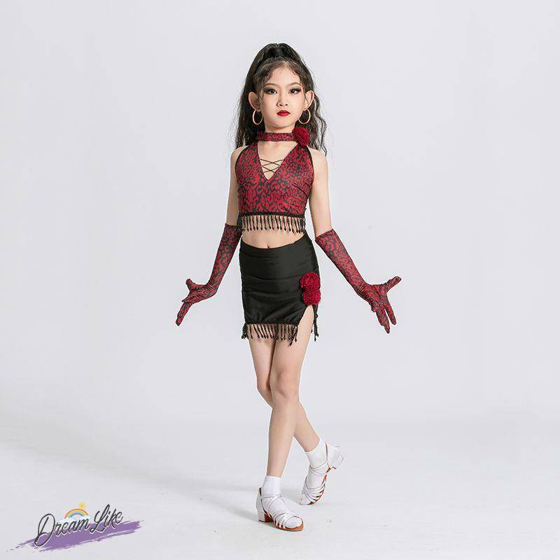 Summer 2024 new children's Latin dance service high -level sense performance service fashion streaming exercises Latin dance skirt