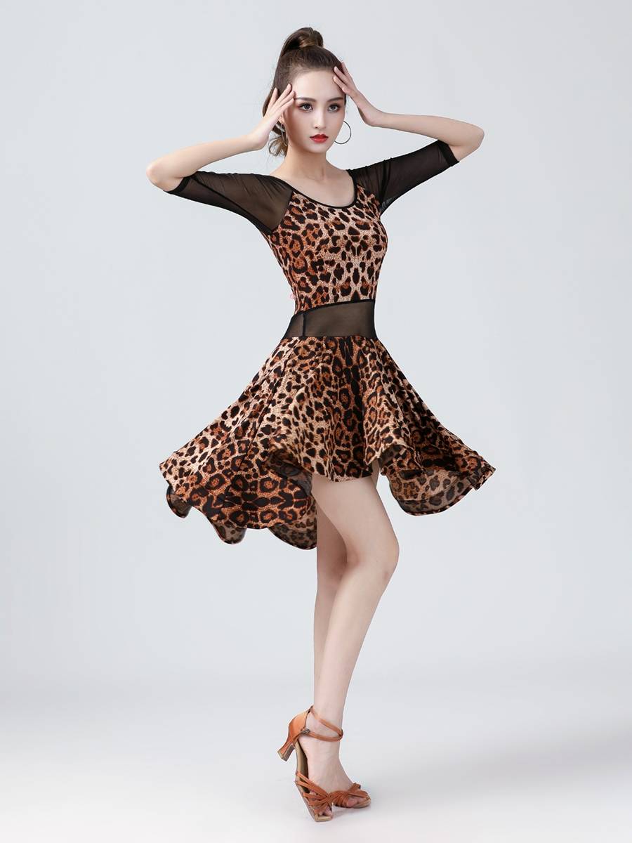 New Latin dance clothing women adult sexy spring, summer, autumn and winter gauze dancing fish bone dress competition set