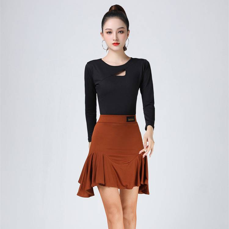 2020 Latin dance skirt Female adult skirt new dancing performance of ruffled skirt professional dance exercises