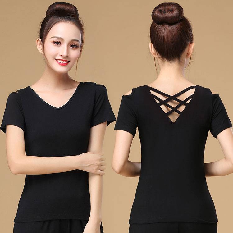 Liu Melading dances long -sleeved black clothing sexy body dance practice dance clothing dressing square dance clothing female
