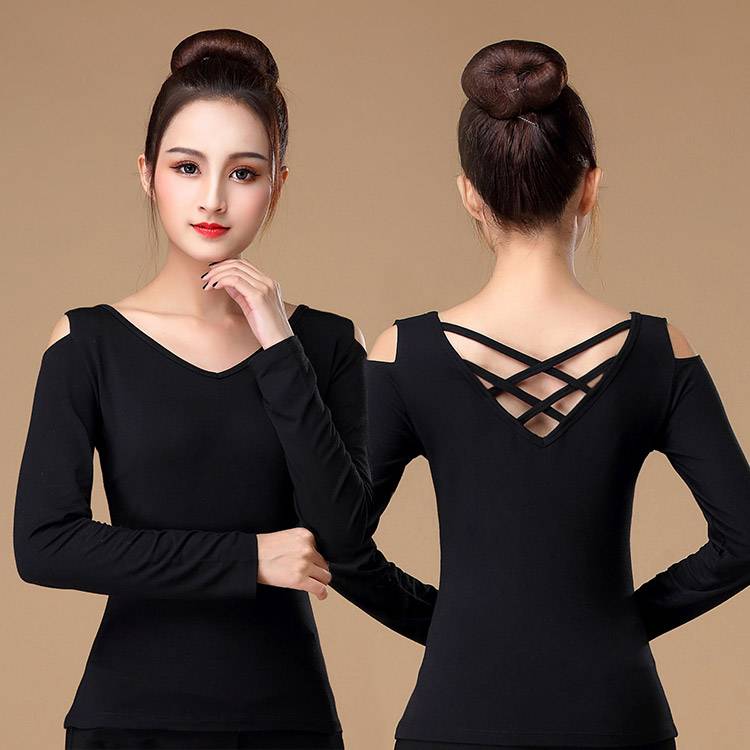 Liu Melading dances long -sleeved black clothing sexy body dance practice dance clothing dressing square dance clothing female