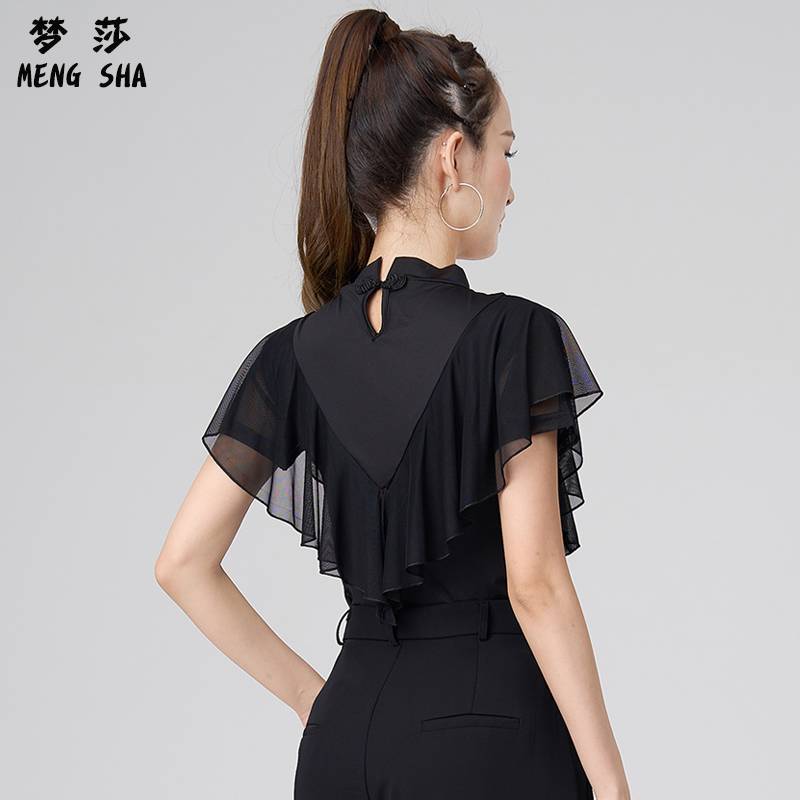 Latin Dance Clothing Top Summer Short Sleeve Adult Female New Top Dance Series Professional Performance Service Plaza Dance