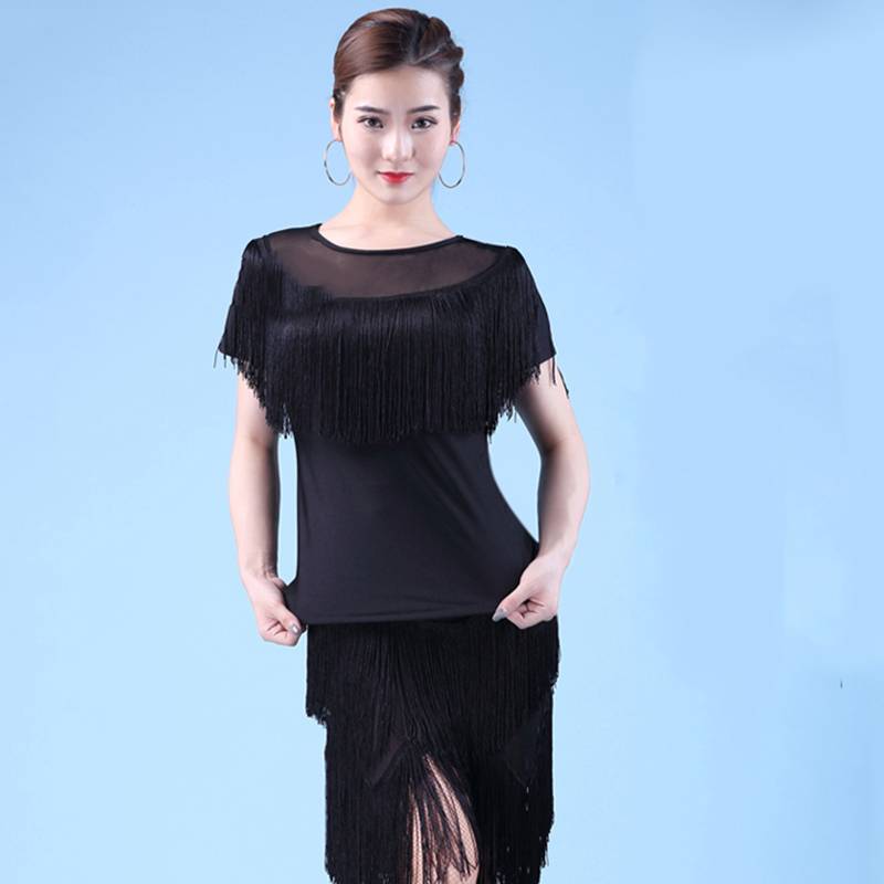 Latin dance service practice service female short -sleeved top 2022 new professional senior national standard dance Lauding dance top