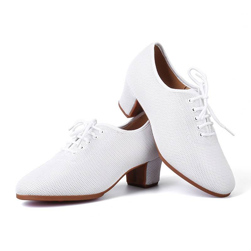 Oxford cloth professional Latin dance shoes genuine female soft background mid -high heels, friends, friendship square dance shoes summer